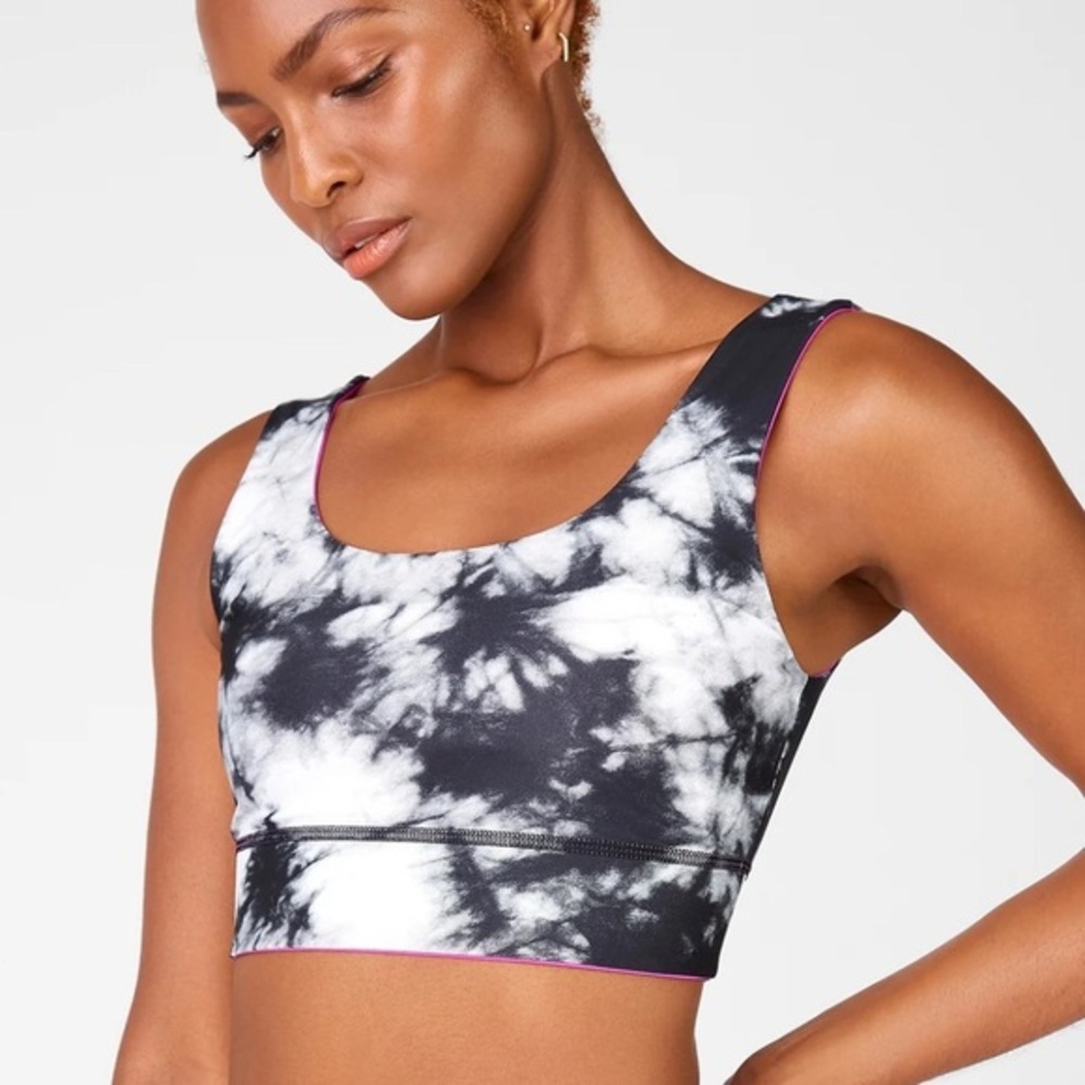 Fabletics Harlow Reversible Medium Impact Sports Bra Sz S Tie Dye Bright‎ Pink